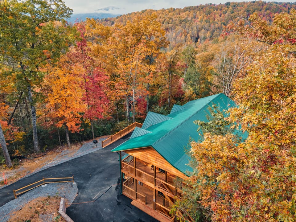 Leaves crunching, colors shouting louder than your GPS. Fall at the cabin = postcard vibes all around.