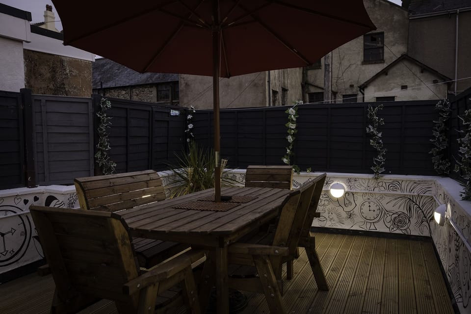 Private decking with outside lighting and heating
