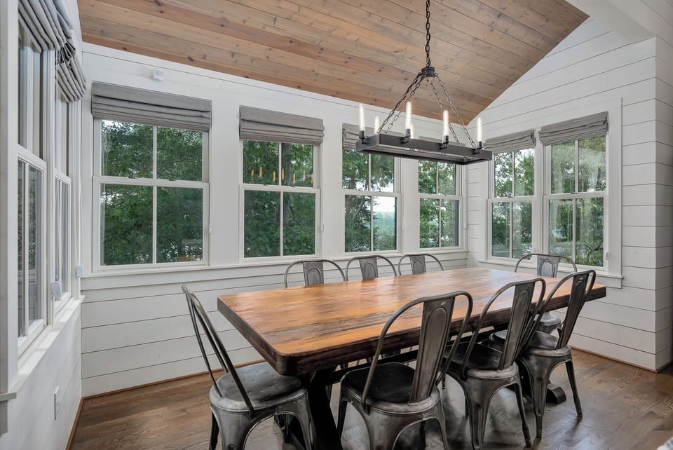 dinning area | custom table reclaimed wood | windows | main level 