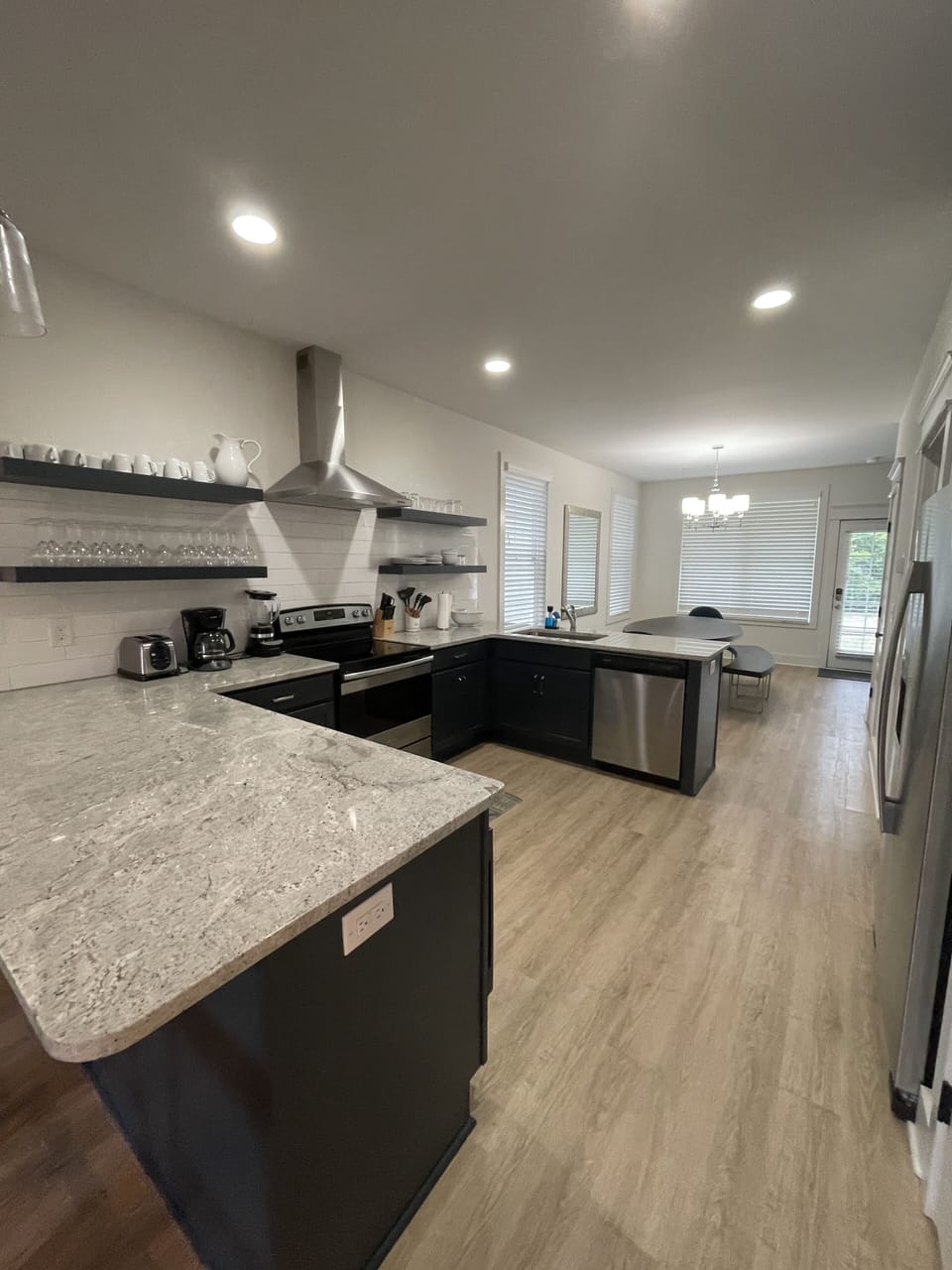 View of kitchen from living room.  