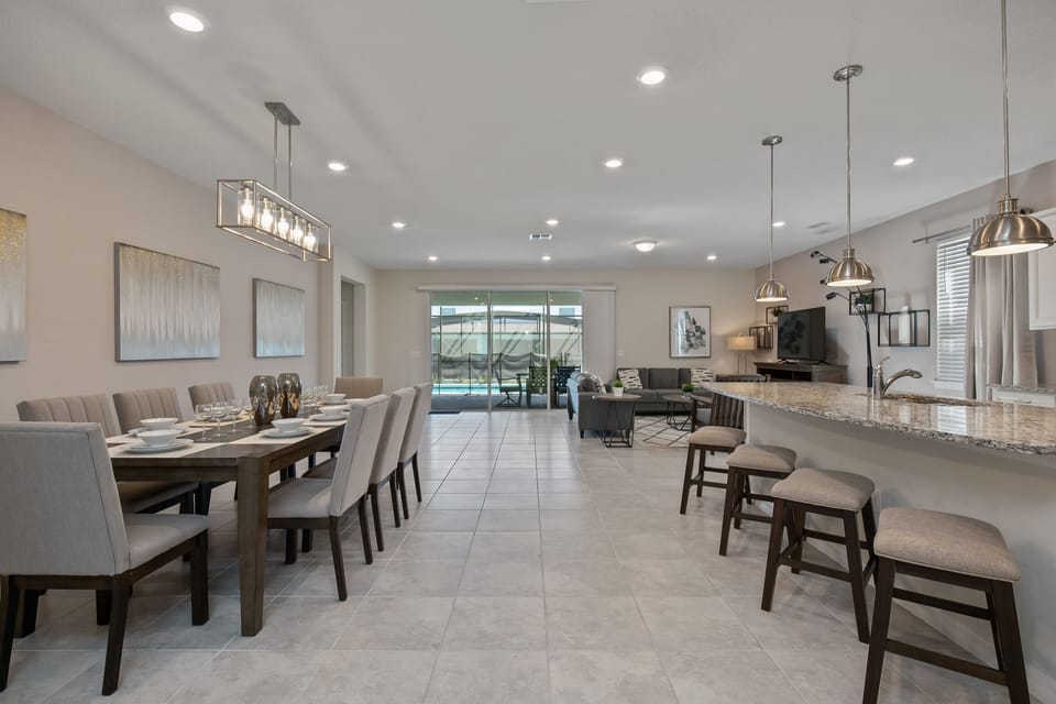 View 2 of extravagant kitchen and dining area