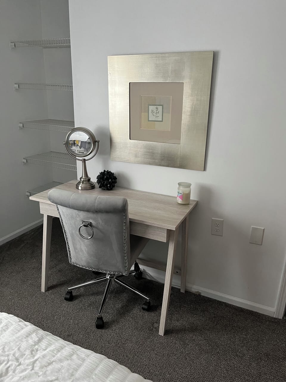 Desk in Gray & Yellow bedroom