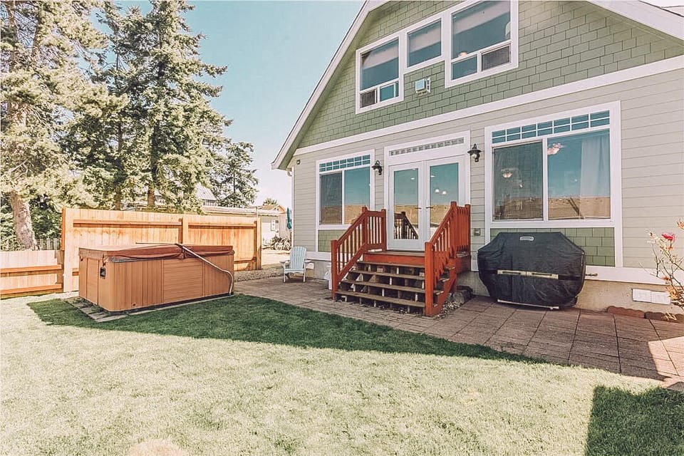 backyard with hot tub