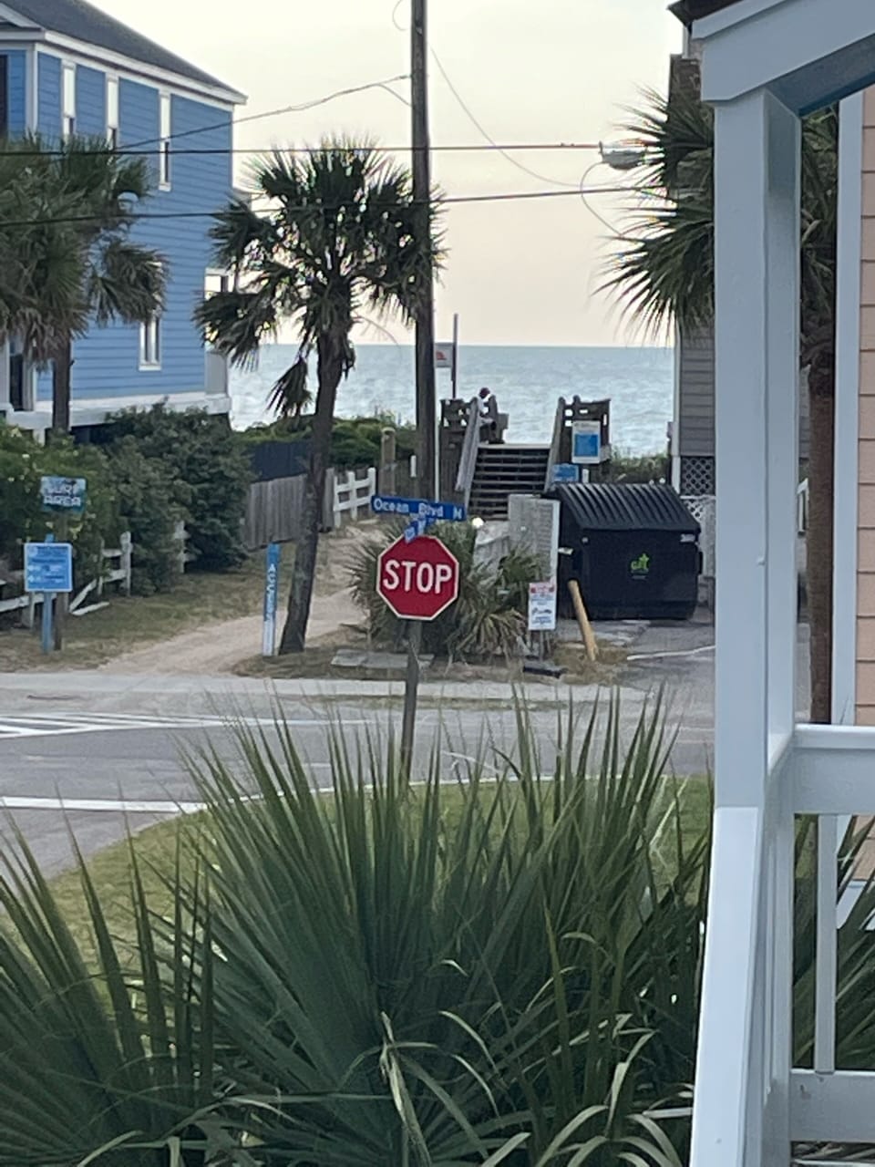 Steps to the beach. We are 3rd house off beach. Photo from our porch.