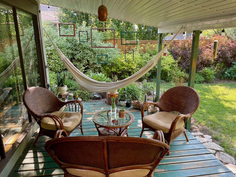 The back patio seating area.