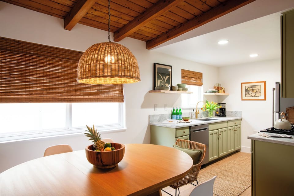 Upstairs dining room and kitchen