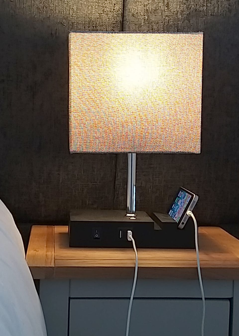 Bedroom 2 has a touch-dimmable bedside lamp with USB slots for your mobile phone