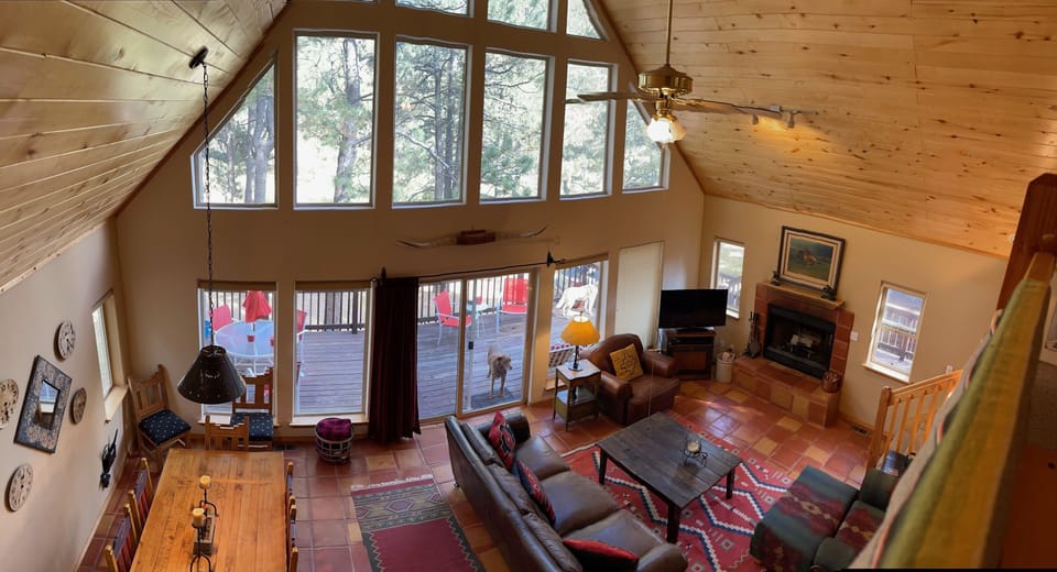 Open concept living/dining room. View from the loft. 

