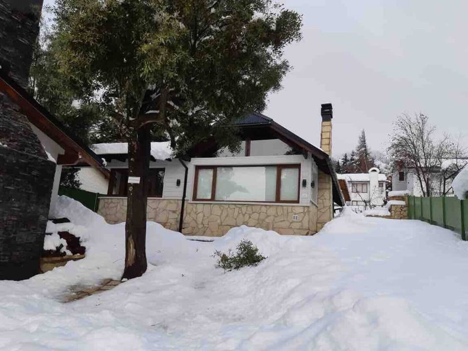Front view of the house in winter time