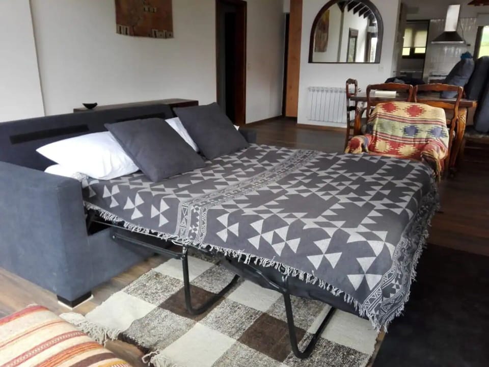 Double sofa bed in living room