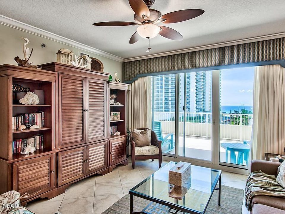 Spacious living room with view