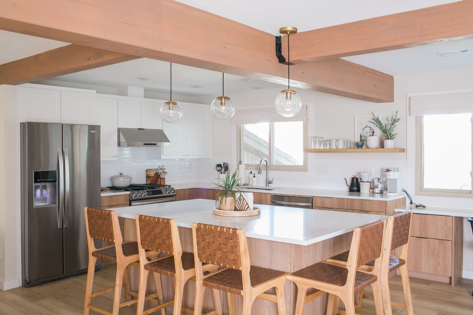 Large kitchen island seats 5.