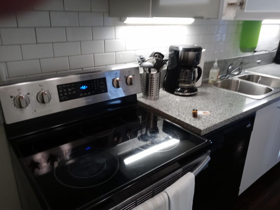 Equipped kitchen with range, vent and dishwasher