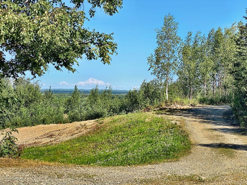 View of Denali from the front door.  Enjoy the view from the outside deck.


