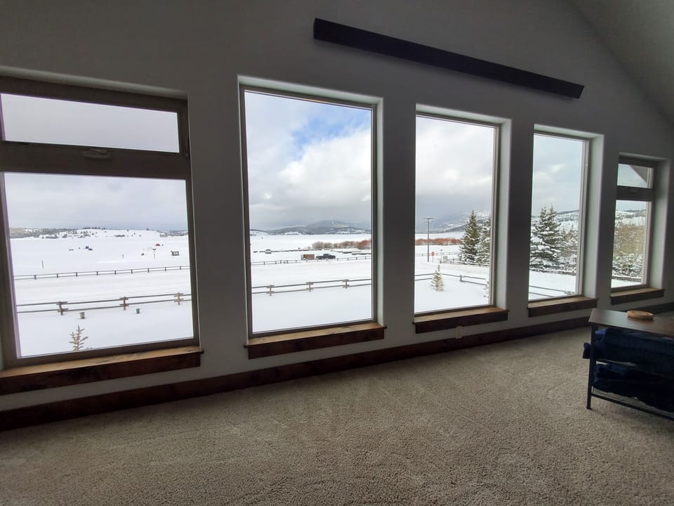Upstairs windows viewing the lake.