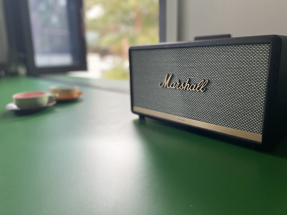 The Marshall Bluetooth sound system is perfect for setting the mood!