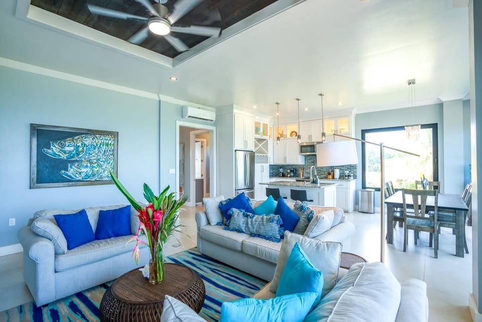 Common Area; Living room, kitchen, and dining table.