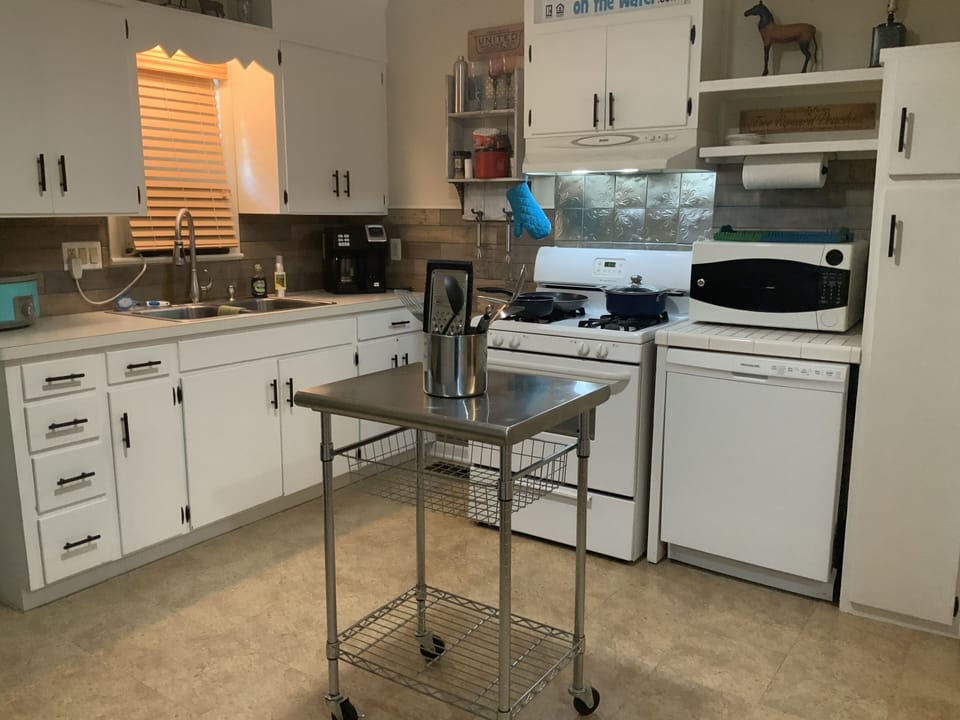 kitchen with portable island