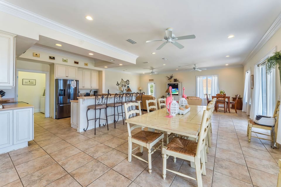 Large kitchen table with seating for 10