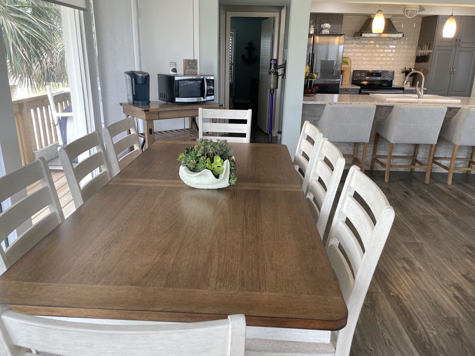 Inside table dining for 8. 