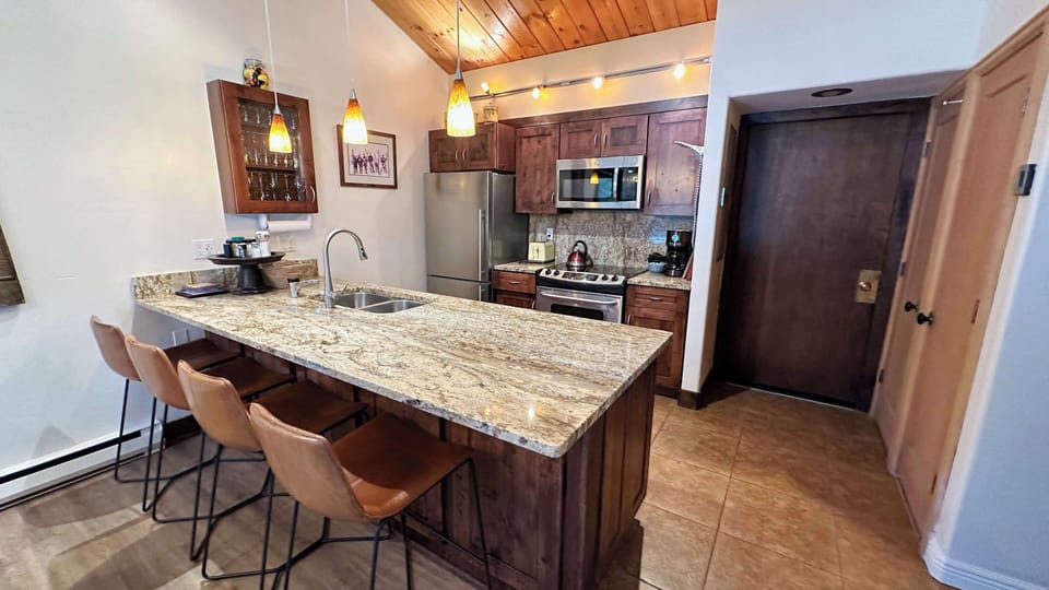Kitchen with barstools