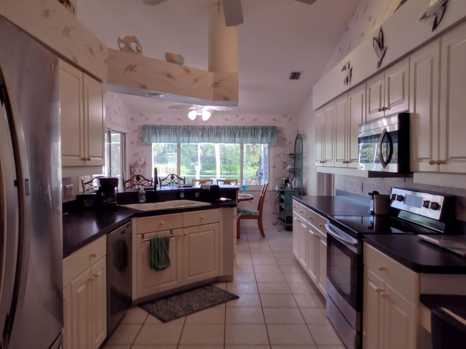 Kitchen looking toward the lake.