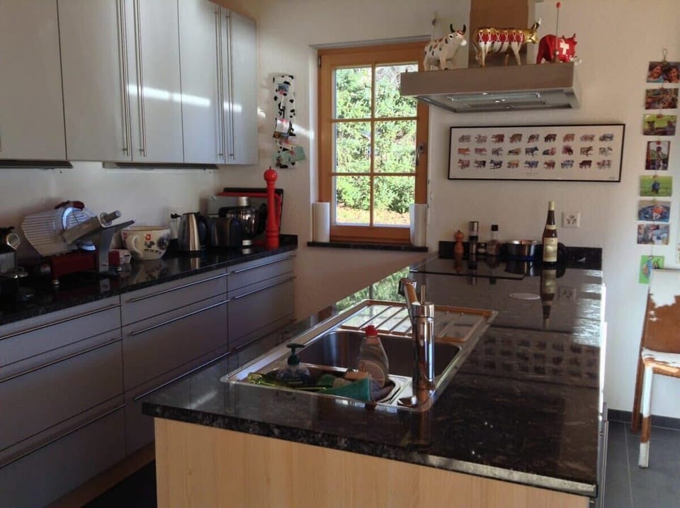 the spacious kitchen 