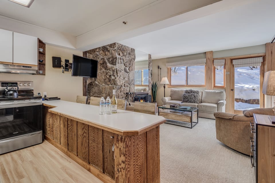 Full kitchen with brand new flooring