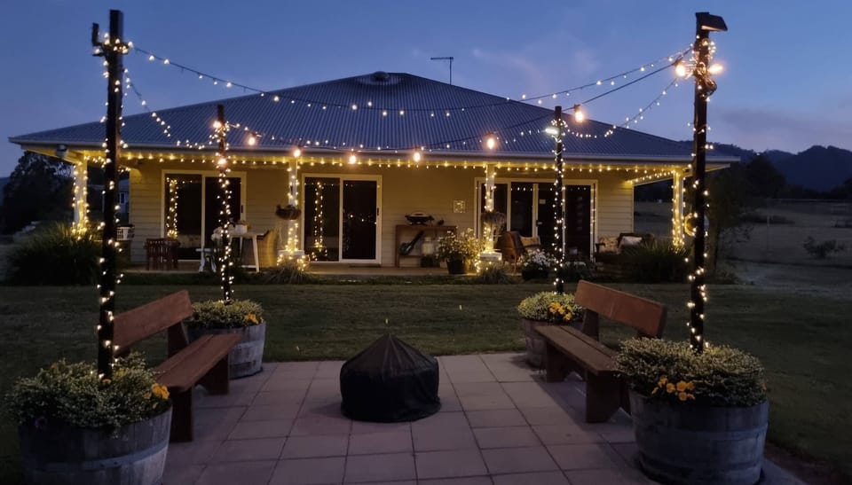 The outdoor space for roasting marshmallows.