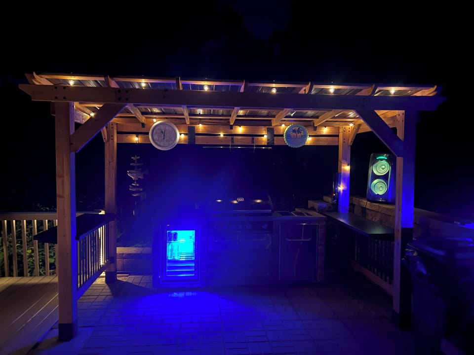 New! Covered Pergola on patio, grill, fridge, sink, electric, lights and water!