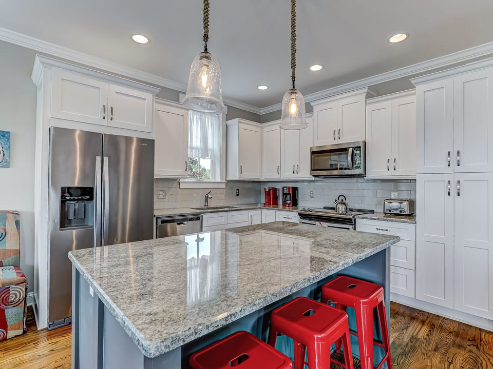 Fully equipped kitchen with stainless steel appliances