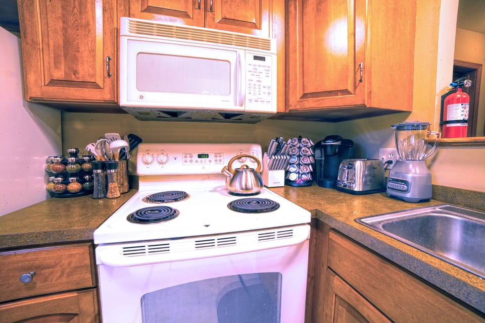All sorts of goodies to cook a family meal with (Stove updated since this photo)