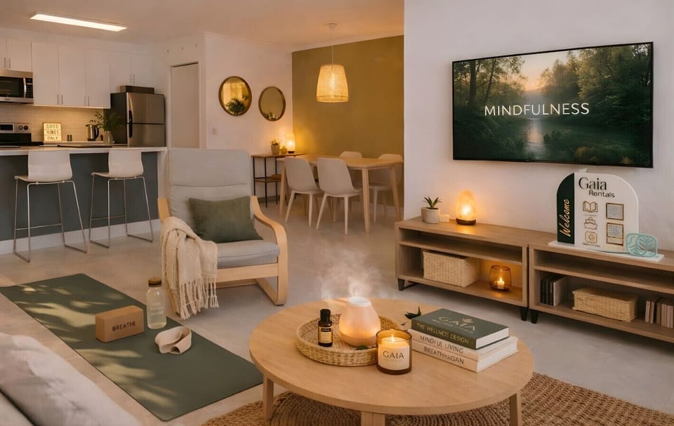 Relax in a thoughtfully designed living space Featuring natural decor, cozy seating, and a calming ambiance — perfect for unwinding, enjoying tea, or a quiet evening in.