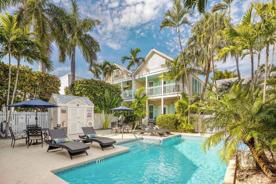 Large shared pool with loungers just steps away!
