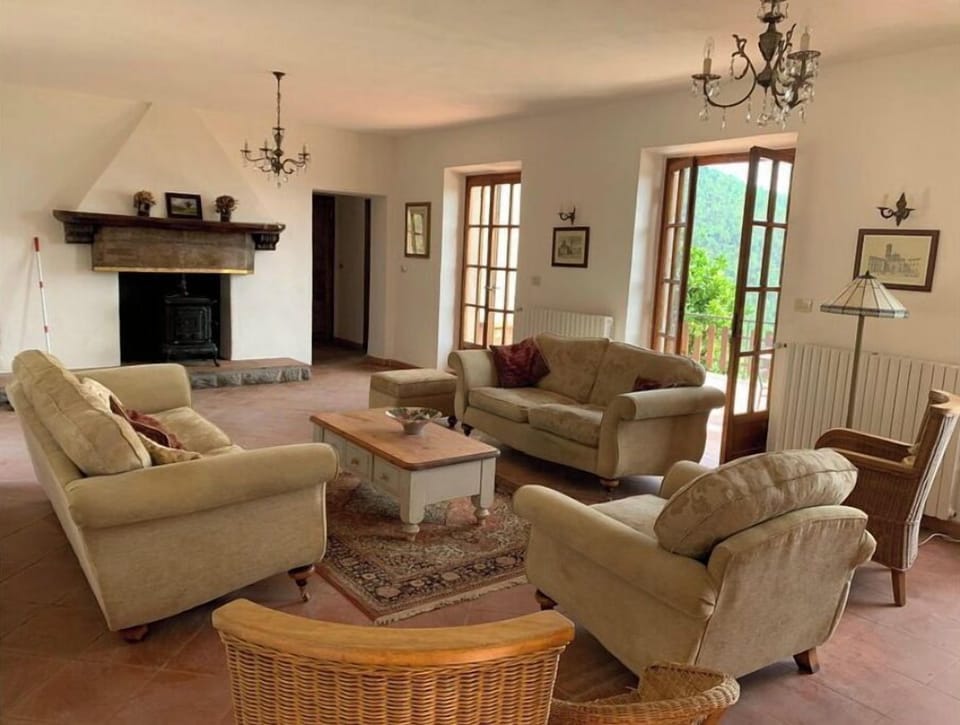 Lounge with triple french doors.