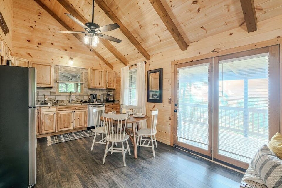 Fully stocked kitchen and dining area