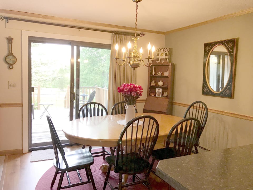 dining area and slider to deck
