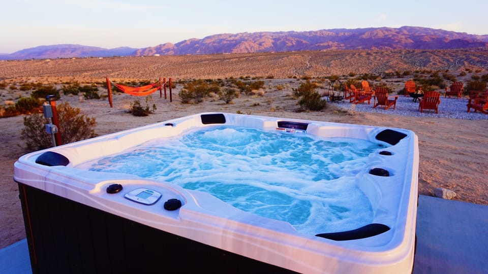 The hot tub at sunset