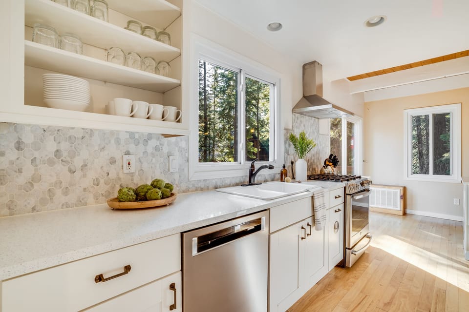 Cook up a meal in this full kitchen.