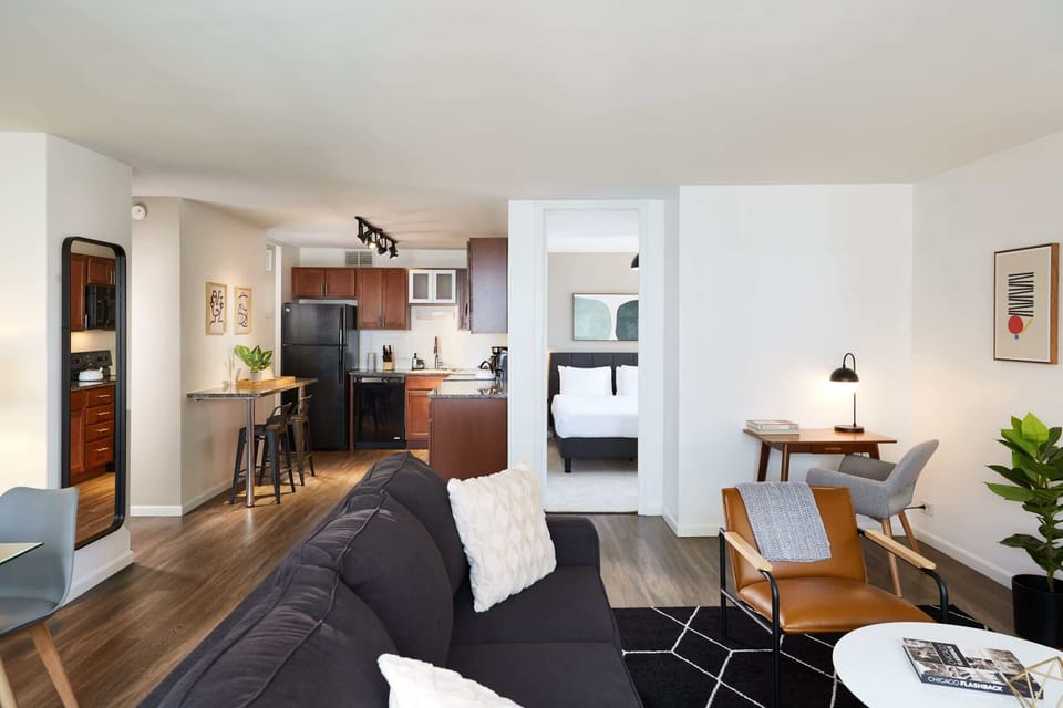 Open kitchen and living room space