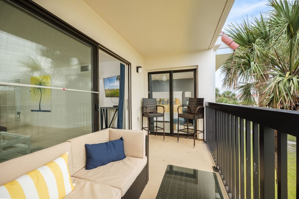 Balcony Seating with Community Pool + Ocean View