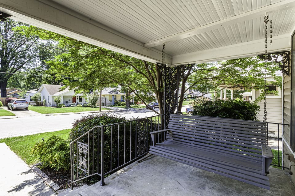 Swing on porch