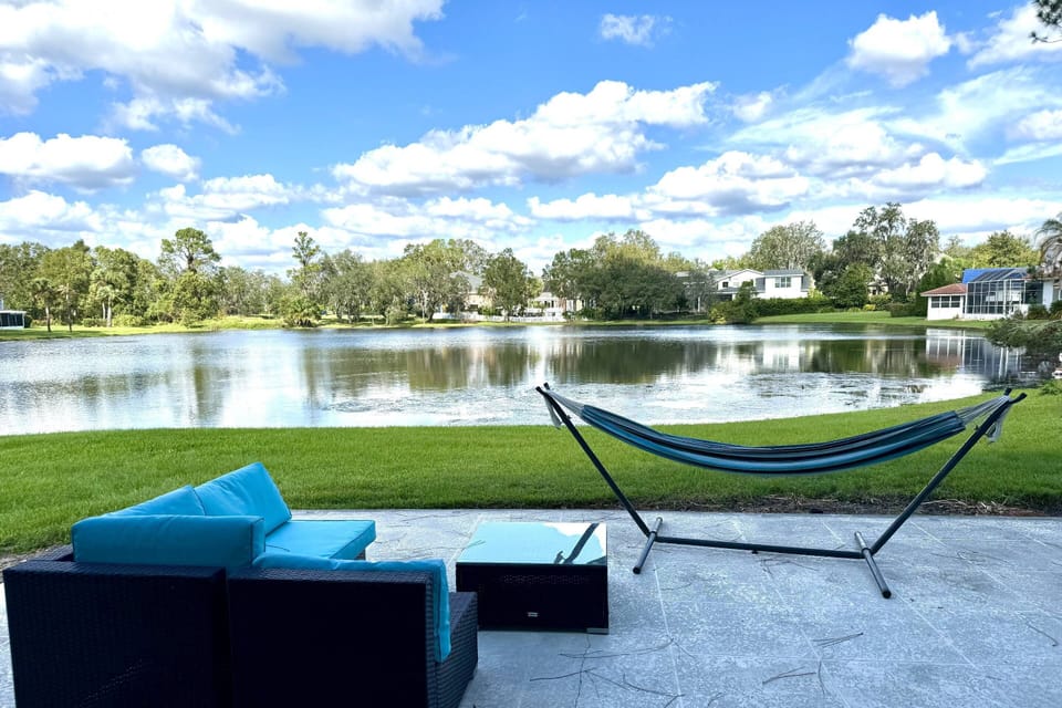 Your view from the patio and a hammock to relax