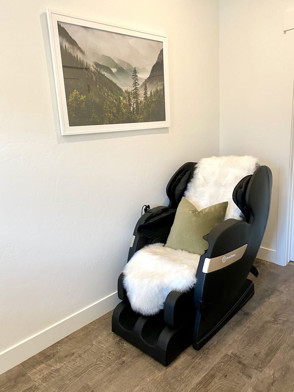 Relax in the full body massage chair.