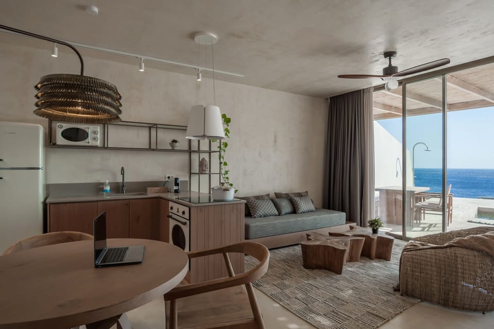 Living area of Beach villa,Heated pool,Incredible view,Agios Pavlos,Crete