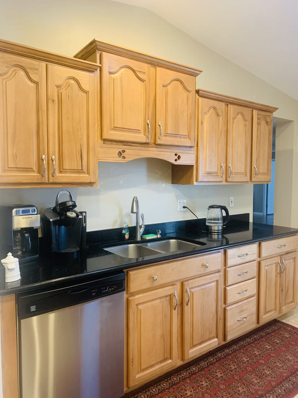 Kitchen with dishes, glasses,utensils, pots if you feel like make dinner 