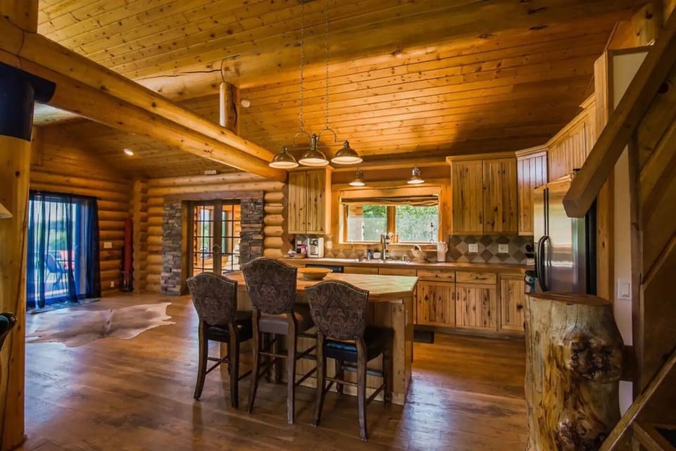 Large kitchen island with breakfast bar