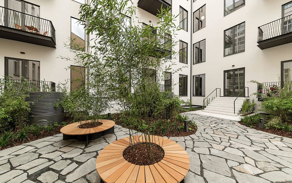 courtyard in the house for your use with benches for you to relax during the day