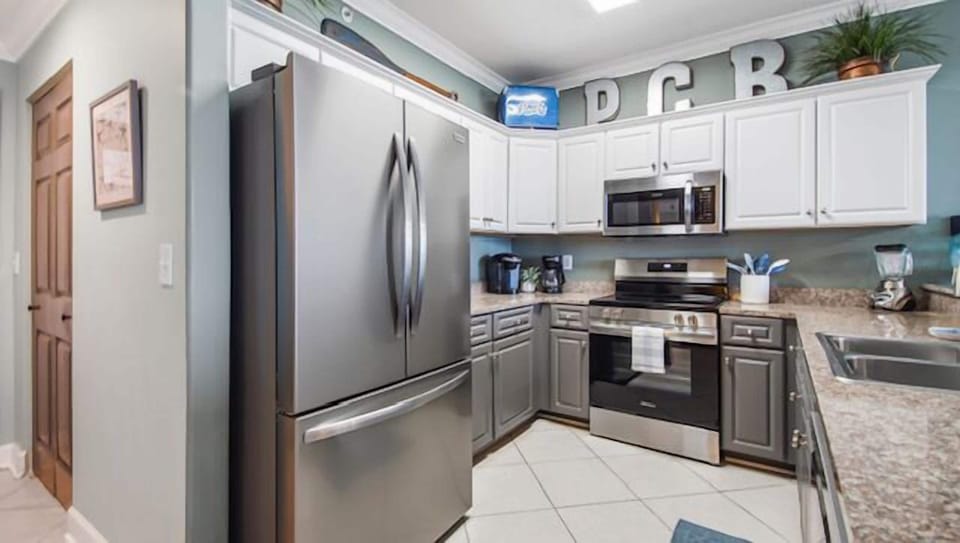 All new stainless-steel appliances in the kitchen.