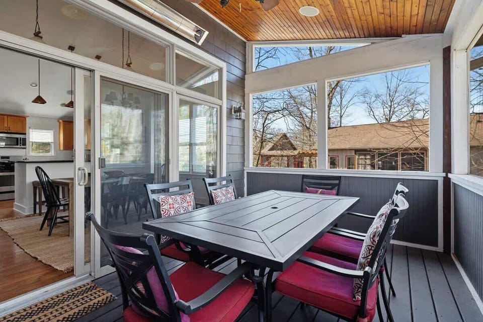 A sweet gathering spot for morning coffee-just off the kitchen's breakfast nook.